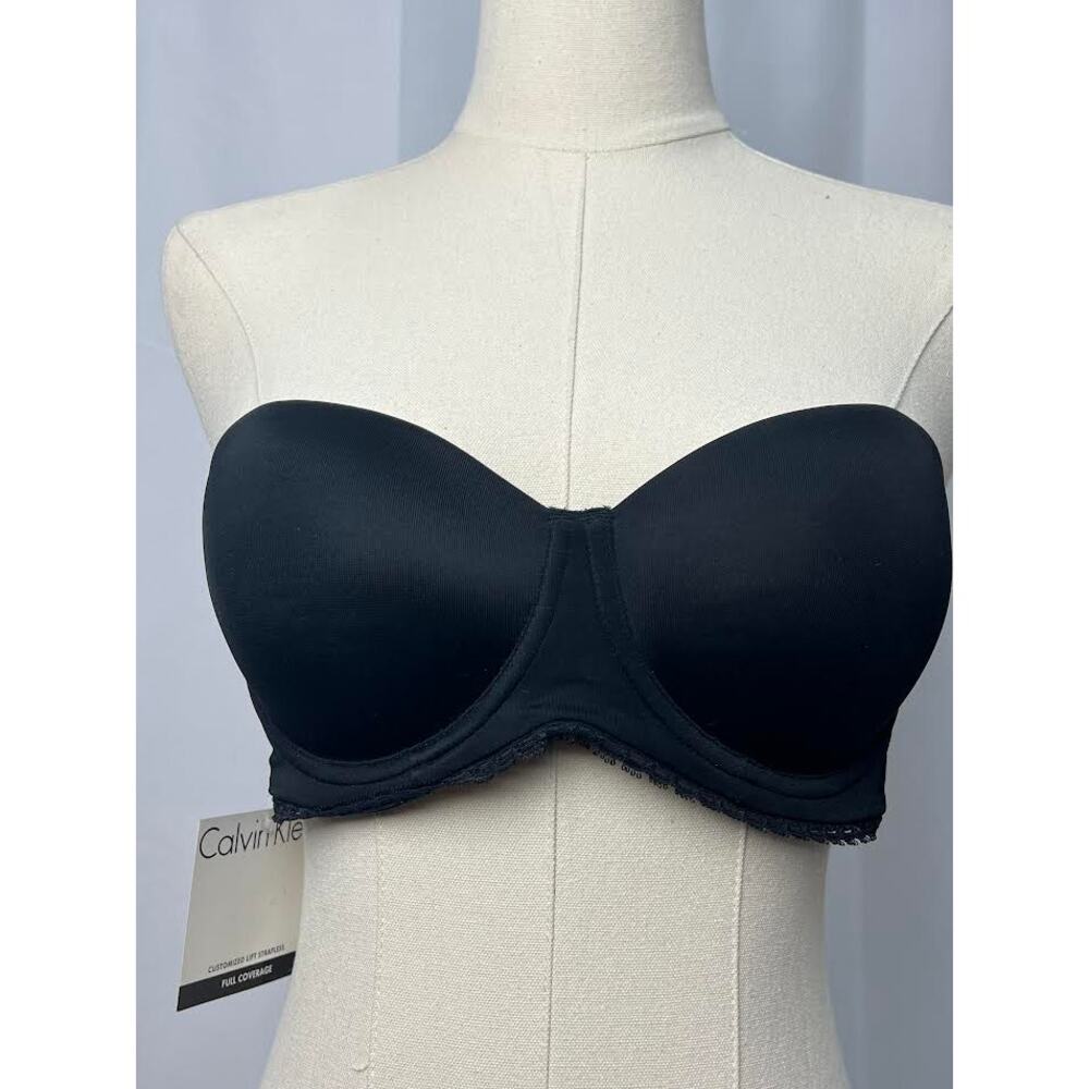 NEW! Calvin Klein Women's Strapless Push-Up Bra Black 34 C